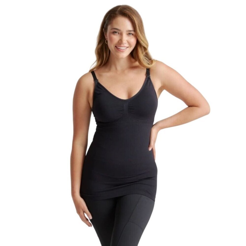 Quince Black Seamless Size M Maternity & Nursing Adjustable Slimming Tank